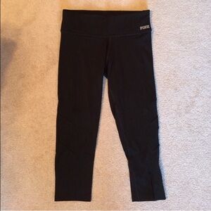 PINK Black Cropped Mesh Leggings - XS